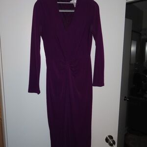London Times Purple Long Sleeve Dress